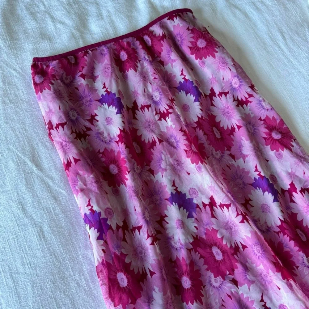 Vintage midi pink floral skirt - Picture 4 of 8